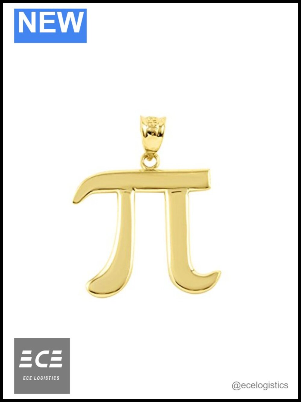 14k Yellow Gold Pi Symbol Pendant Charm Mathematical Jewelry Gift